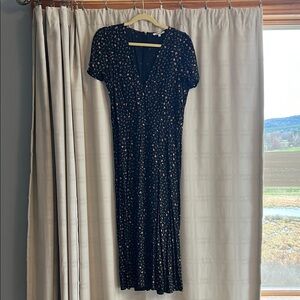 Madewell V-Neck Black Midi Dress with Floral Print